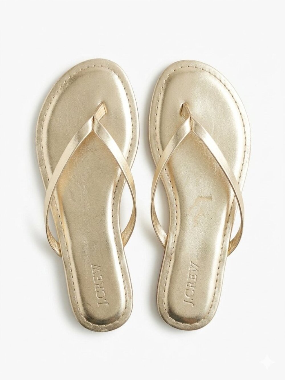 J.Crew Easy Summer Flip-Flops in Metallic Gold